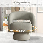 INZOY Swivel Barrel Chair with Velvet Fabric, Swivel Accent Chair with Thickened Soft Cushion, Comfy Round Swivel Chair for Living Room Bedroom, Grey