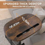 Fashion TV Tray Table with Large Tabletop, Adjustable Sofa Table with Storage Baskets, Strong Metal Frame, Tv Dinner Tray Table for TV Watching, Meals, Snacks (Oval, Brown, 16.93inch x 12.6inch)