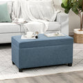 Adeco 31 Inches Storage Ottoman Bench, Non-Folding End of Bed Foot Rest Stools Ottoman with Thicker Foam Padded Seat, Upholstered Storage Chest for Living Room, Entryway, Bedroom