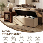 Ya-Home Modern Storage Bench, Upholstered Storage Ottoman Chenille Fabric with Seating Entryway Bench for Bedroom Living Room, Oatmeal