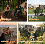 Overmont Oversized XL Camping Chair for Adults - 500lbs Support Heavy-Duty Padded Folding Chair with Side Pocket Cup Holder Cooling Bag for Outdoor Sports Garden Beach Fishing Lawn Green