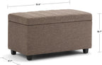 SIMPLIHOME Darcy 33 inch Wide Contemporary Rectangle Storage Ottoman Bench in Fawn Brown Linen Look Fabric, Assembled, For the Living Room, Entryway and Family Room