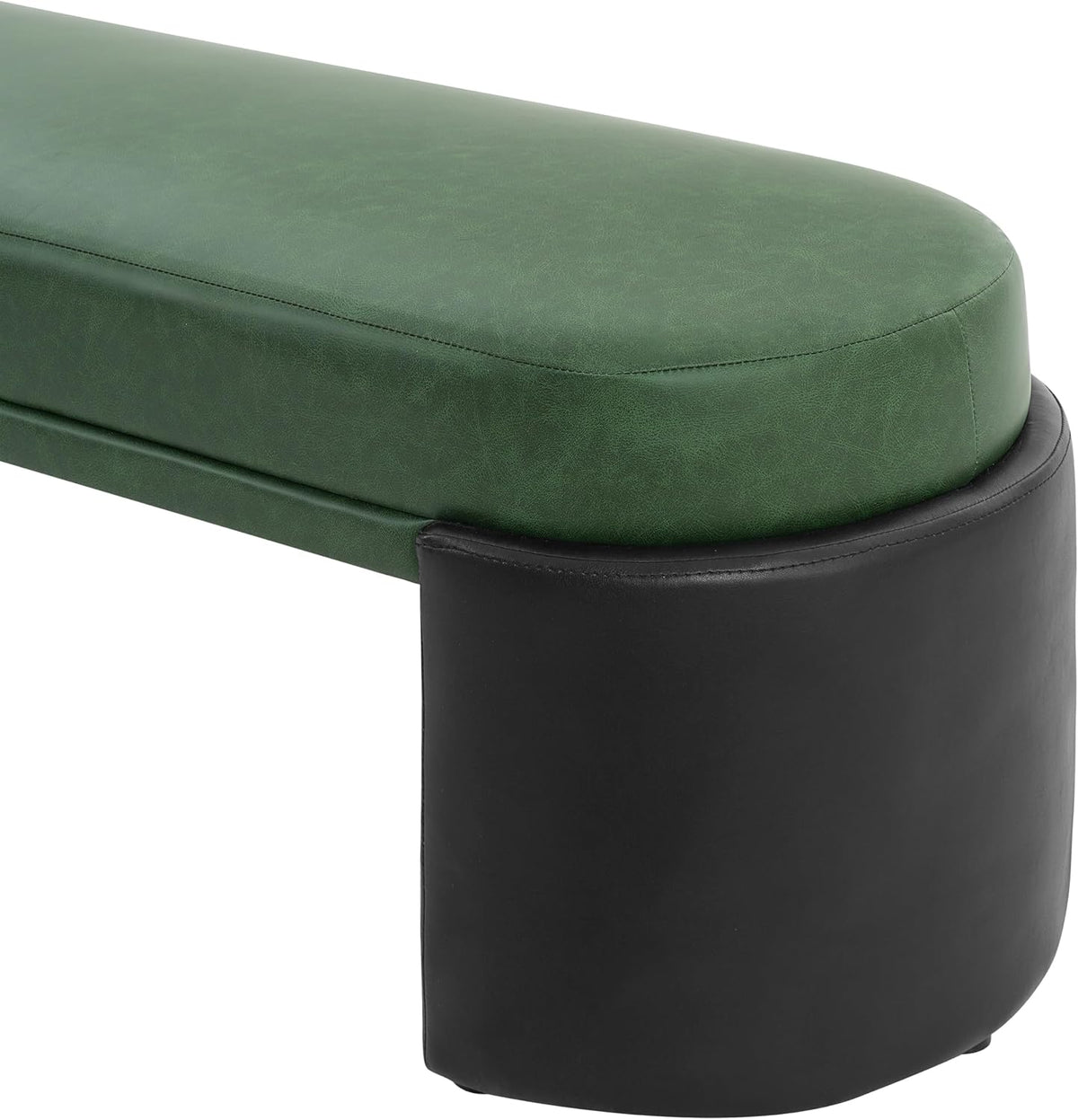 Christopher Knight Home Roland 48" Faux Leather Upholstered Dining Bench, Wooden Entryway Bench, Long Sofa Footstool for Living Room, Bedroom End of Bed Bench, Green+Black