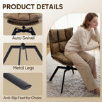 Swivel Dining Chairs Set 2,Mid-Century Modern PU Upholstered with 360°AUTO Swivel Metal Legs,Suitable for Dining Rooms, Living Rooms, and Bedrooms.(Brown)