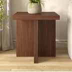 Henn&Hart 22" Scandinavian Wooden Square End Table, Side Table, Nightstand with X-Base for Living Room, Office, Family Room, or Bedroom, Medium Walnut