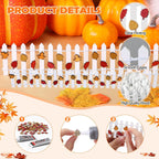 Thyle Thanksgiving DIY Mini Fairy Garden Fence Fall Wood Picket Crafts with 35 Inches Wood Picket Fence 100 Wooden Leaves and Glue for Autumn Centerpieces Thanksgiving Activity(White)