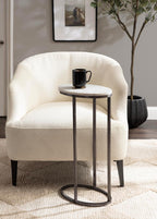 Kate and Laurel Natalli Modern Glam Oval C-Table, 14 x 9 x 28, White Marble and Gray Gunmetal, Elegant C-Shaped Side Table with Marble Tabletop and Space Saving Design
