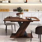 70.87'' Extendable Wood Dining Table, Modern Multifunctional Rectanglar Kitchen Dinner Table for Living Room Home Office, X-Shaped Base, Easy Assembly, Walnut