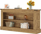Tribesigns 63-Inch Long Console Table for Entryway, Narrow Long Entry Table with Shelves for Living Room, Farmhouse Sofa Console Behind Couch, for Foyer, Hallway, Brown