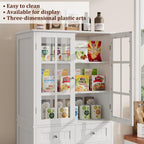 BOTLOG 71" Tall Kitchen Pantry Storage Cabinet, Pantry Cabinet with Drawers and Glass Doors, Freestanding Kitchen Cupboard for Dining Room, Laundry, White