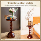 Wooden Side Table for Small Spaces, Drink Table, Mini Side Table, Little Tiny Drink Stand, Wooden Spindle, High Pedestal Table, Kitchen, Bar, Small Living Spaces, Dark Brown