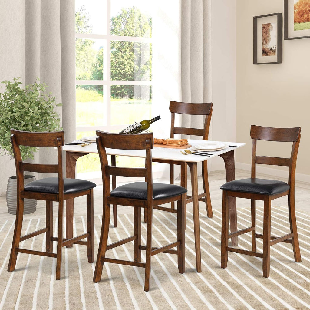 ERGOMASTER Dining Chairs Set of 4, Farmhouse 25.5" Bar Chairs, Rubber Wood Barstools with Backs, Upholstered Counter Height Bar Stools