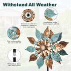 Decoroca Outdoor Wind Spinners Copper - 360 Degrees Metal Swivel Flowers&Leaves Wind Spinners for Patio, Lawn, Yard and Garden - for Classical Style - Festival Outdoor Decor