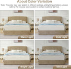 VELOCAVA Queen Storage Bed Frame with Curved Wingback Headboard, Linen-Look Upholstered Platform Bed Frame with 4 Pull-Out Drawers, Wood Slat Support, No Box Spring Needed, Beige