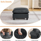 31.5" Faux Leather Large Square Ottoman, Oversized Upholstered Footrest for Living Room, Bedroom, Entryway, Black