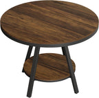 Tribesigns 2-Tier Industrial Round Dining Table, Small Kitchen Dinner Table for 2-4 People, 35-Inch Circle Wood Kitchen & Dining Room Furniture with Sturdy Metal Leg, Rustic Brown
