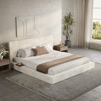 VMU King Size Upholstered Platform Bed Frame with Headboard for Bedroom