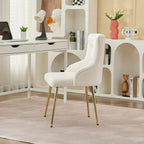Velvet Vanity Chairs with Back, Upholstered Makeup Chair No Wheels with Metal Legs & Lumbar Pillow for Living Room/Makeup Room/Bedroom/Home Office/Kitchen
