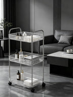 Sooyee Clear 3-Tier Plastic Rolling Utility Cart with Wheels, Multi-Functional Storage Trolley for Office, Living Room, Kitchen, Movable Storage Organizer with Wheels