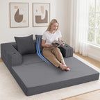COMAX Futon Sofa Bed, Convertible Sofa Bed, Folding Couches | Low-Profile Small Couch for Living Room, 11.8" H Low Seat 59" Foldable Floor Sofa Lounge Space‑Saving