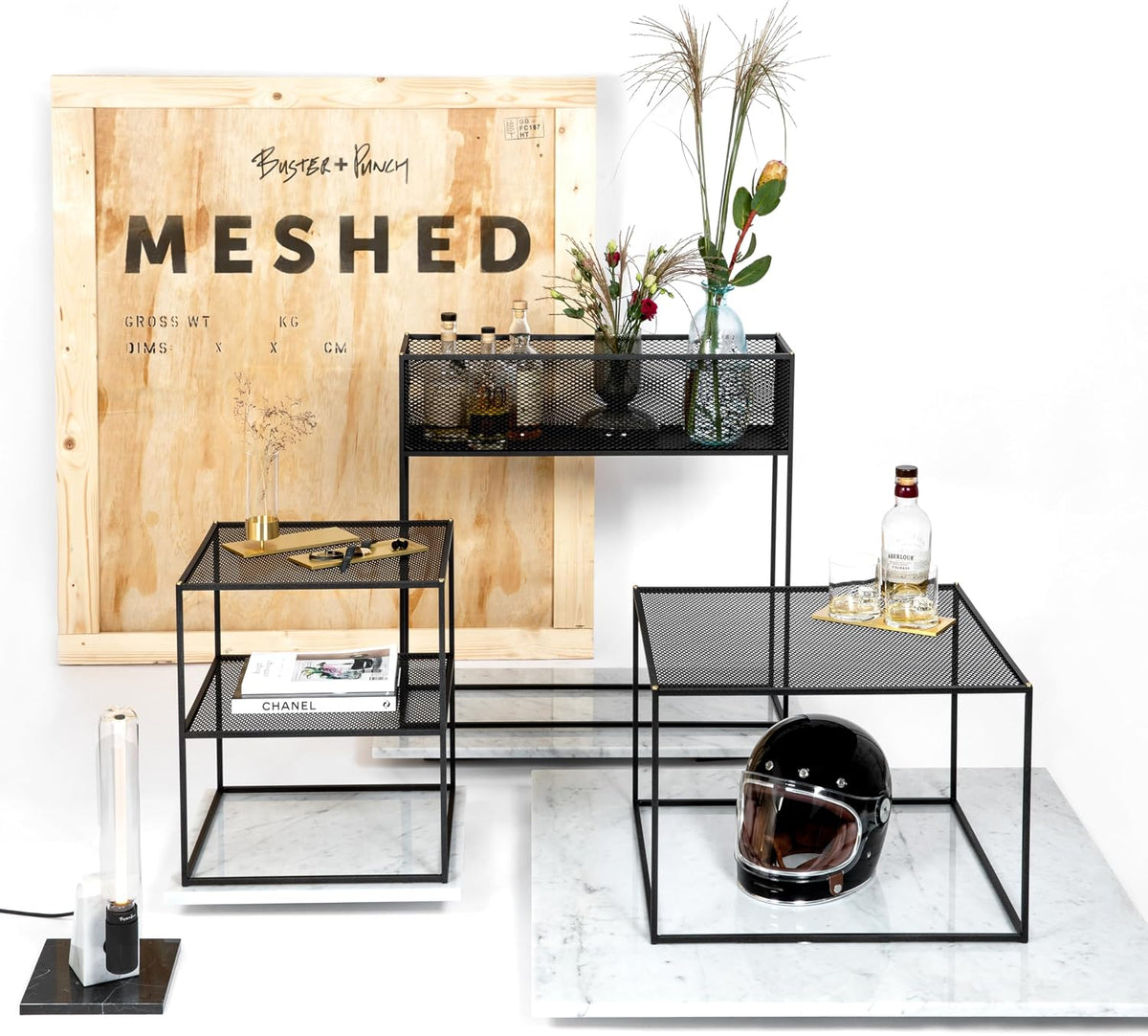 Buster and Punch Meshed Side Table 19.69 Inch Tall and 17.72 Inch Wide Fmessus