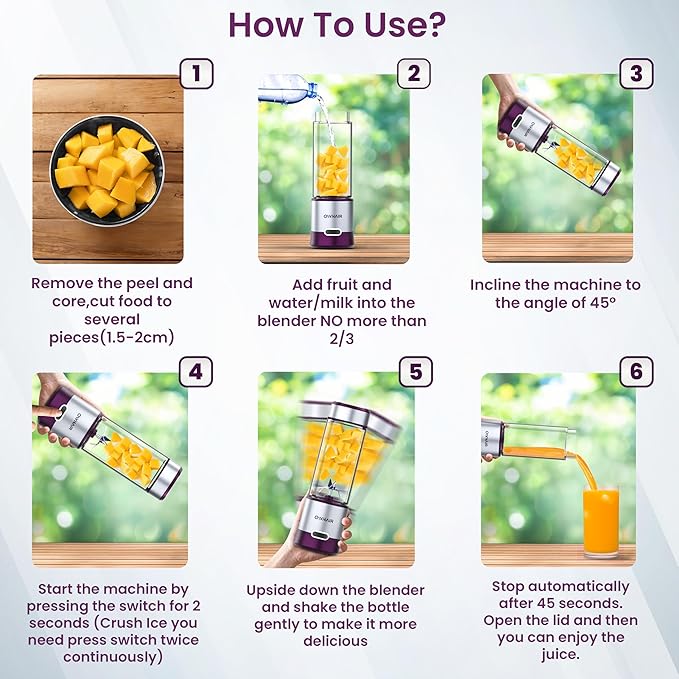 Portable Blender For Smoothie & Juices, Portable Juicer mixer grinder, baby food blender, Type C, 5000 mah battery, Smoothie maker blender, 450ml, Stainless Steel, 240 Watts, Grey