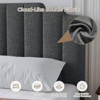 Queen Size Bed Frame with Adjustable Headboard, Grey Boucle Bed Frame