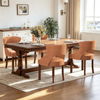 Wooden Dining Chairs Set of 4,Mid Century Modern Fabric Upholstered Dining Room Chair Kitchen Side Chairs with Solid Wood Legs,Farmhouse Dinner Chairs for Kitchen Dining Room,Orange