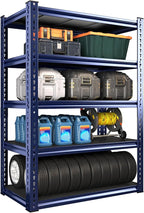 REIBII Garage Shelving 72" H Storage Shelves Sturdy Metal Shelves Heavy Duty 5 Tier Metal Shelving for Kitchen Closet Basement Warehouse 72" H x 32" W x 17.1" D Blue