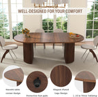 41 in-78 in Extendable Dining Room Table for 4-8, Round Expandable Kitchen Table with Fluted Base, Modern Farmhouse Oval Dinner Tables for Dining Room Kitchen Living Room (Walnut)