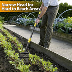 Rake for Leaves, Leaf Garden Rake, Yard Rakes for Lawns Heavy Duty, Metal Tools with 9" Small Narrow Head, 37”-79” Adjustable Long Handle, 11 Steel Tines, Quick Clean up Tool for Shrub, Camping
