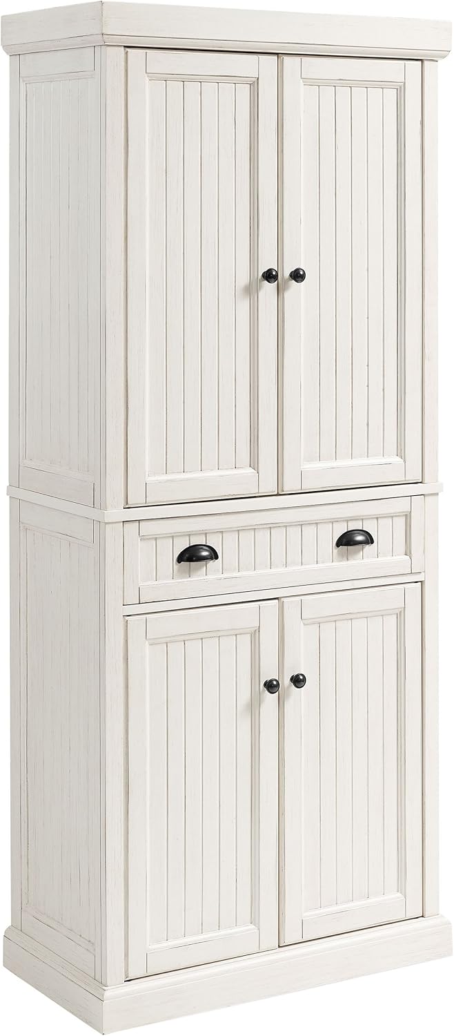 Crosley Furniture Seaside Kitchen Storage Bundle - Pantry Cabinet and Hall Tree Bench