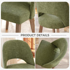 Wooden Dining Chairs Set of 2, Upholstered Modern Chenille Dining Room Chair Kitchen Chairs, Comfy Farmhouse Dinner Chair for Kitchen Dining Room, Green