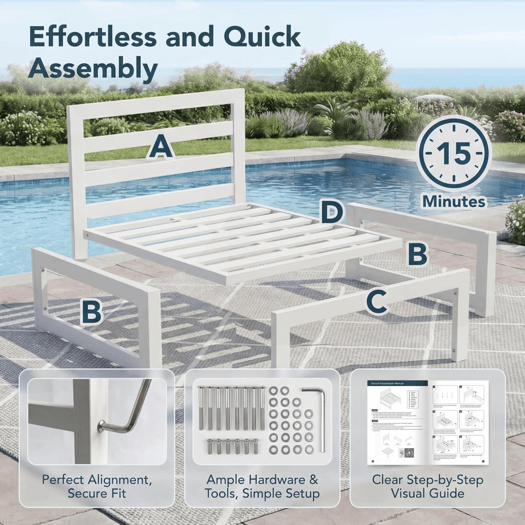 NICESOUL 4 Piece Patio Aluminum Furniture Set, 29" Oversized Wide Deep Seats Outdoor Sectional Sofa, 500 lbs Heavy Duty Modular Conversation Set for Balcony, Porch, Backyard and Poolside, Light Grey