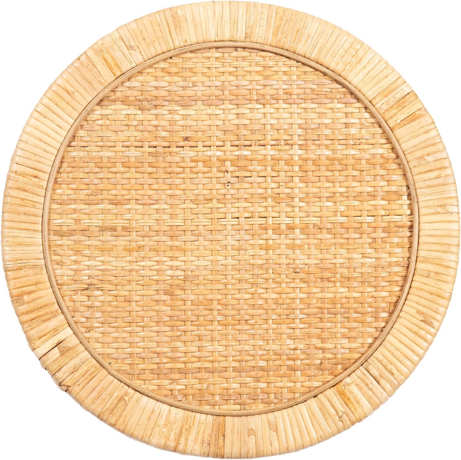 Kate and Laurel Rafina Round Rattan Drink Table, 13 x 13 x 28, Natural Brown, Transitional Boho Circle Wooden Accent Pedestal Table for Indoor Plant Stand or Living Room Decor Accent