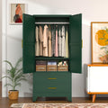 GAIOUS 71" Metal Armoire Wardrobe Closet, Metal Wardrobe Cabinet with Hanging Rod (Green)