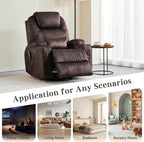 AHMED Dual Motor Power Swivel Rocker Recliner Chair, Velvet Brown | Electric Glider Rocking Chair, Massage & Heat, Cup Holders, LED Lights, USB A/USB C Ports