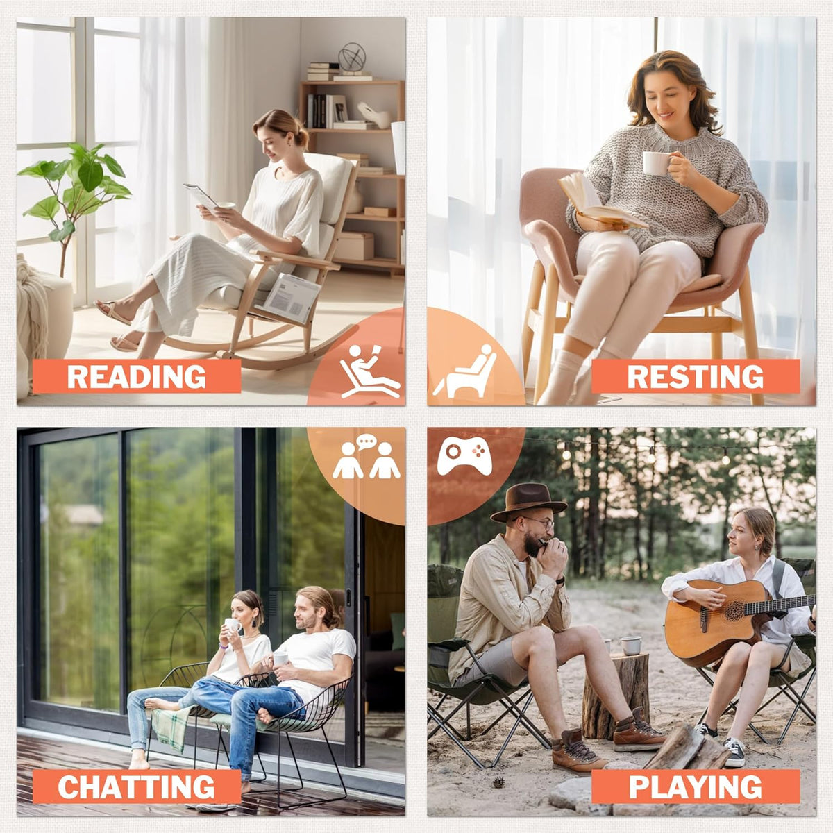 Flamaker Outdoor Rocking Chairs, PP Material Patio Rocking Chairs All Weather Resistant, Heavy Duty Rockers with High Back for Patio Backyard Porch (White)