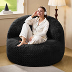 Hobestluk Giant Memory Foam Bean Bag, No-Assembly, Chevron Black Large | High Density Memory Foam, Washable & Removeable Cover, Durable Zipper, Skin Friendly Fabric, Soft Faux Fur, No Assembly