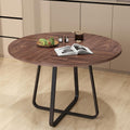 43.31'' Round Dining Table, Wood Kitchen Table with Metal X-Shaped Base, Kitchen Dining Room Circle Dinner Pedestal Table, Space Saving Industrial Circle Coffee Table for Home Living Room Furniture