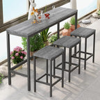 Harper & Bright Designs 4-Piece Dining Table Set, 60.2" L Solid Wood Dining Table with 3 Stools and Metal Frame for Kitchen Dining Room, Antique Grey