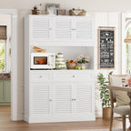 HIFIT 71" Tall Kitchen Pantry Cabinet with Spacious Countertop, 47.2" Wide Kitchen Hutch with Coffee Bar, Farmhouse Shoe Storage Cabinet for Entryway, White