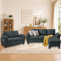 Convertible Sectional Sofa Set, 79" Modern L Shaped Couch and 57" Loveseat, Linen Upholstered 3 Seat Sofa with Storage Ottoman, Couches for Living Room, Apartment, Dark Grey