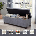 Asense Storage Ottoman Bench,42 inch Upholstered End of Bed Bench,Safety Hinge Storage Bench for Living Room,Bedroom,Entryway (42" Cotton-Linen Grey)