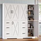IRONCK Pantry Cabinet, Kitchen Storage Cabinet with 3 Door & Drawer, White | Adjustable Shelf. 67.5inch Tall. 5 Tier Freestanding. 150 lbs Per Shelf. Modern Style. FSC-certified Wood. Anti-tip.