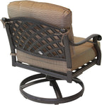Nassau Cast Aluminum Powder Coated 4 Swivel Rocker Club Chairs with Walnut Seat Cushions - Antique Bronze