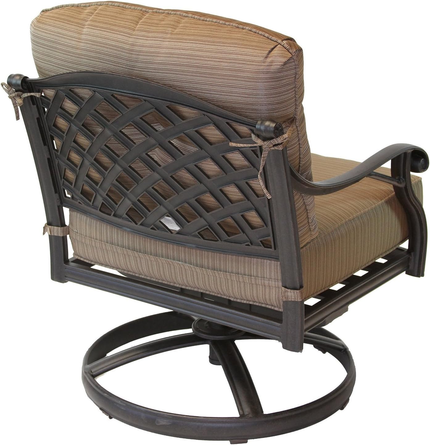 Nassau Cast Aluminum Powder Coated 4 Swivel Rocker Club Chairs with Walnut Seat Cushions - Antique Bronze