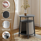 ROJIK End Table with Storage, Round Side Table for Indoor Outdoor Use, All-Weather Resin Accent Table for Small Spaces, Bathroom, Living Room, Bedside Table (Black)