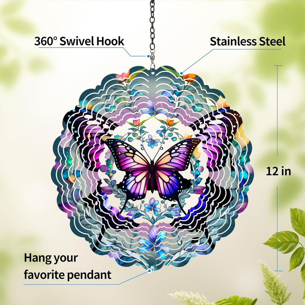 Butterfly Wind Spinner Outdoor - Birthday Gifts for Women, Men, Mom, Father, Garden Decor Gifts, Hanging Wind Sculptures 12 inch 3D Wind Spinners for Outdoor Decor for Outside, Yard, Patio Deals