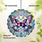Butterfly Wind Spinner Outdoor - Birthday Gifts for Women, Men, Mom, Father, Garden Decor Gifts, Hanging Wind Sculptures 12 inch 3D Wind Spinners for Outdoor Decor for Outside, Yard, Patio Deals